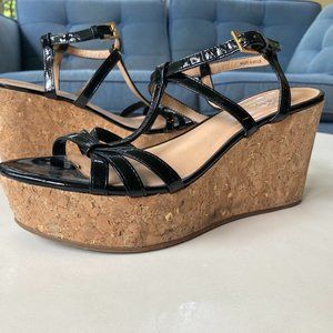 Kate Spade Black Patent Leather Wedges